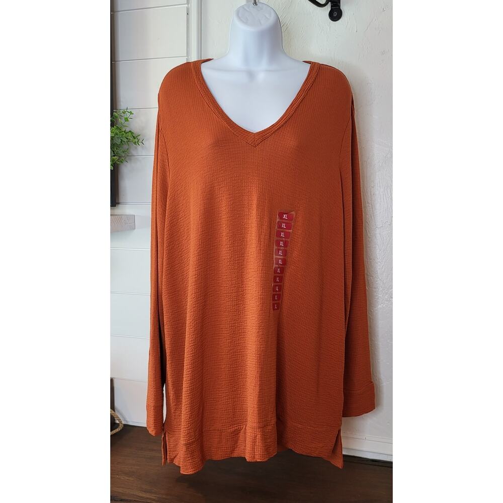 New with Tags XL‎ Plus Size Top Burnt Orange Adrianna Papell Auburn Tunic #054